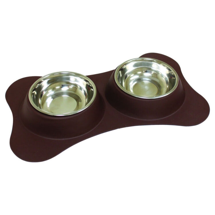 STEEL BOWL SILICONE DOUBLE BROWN 2x210ml