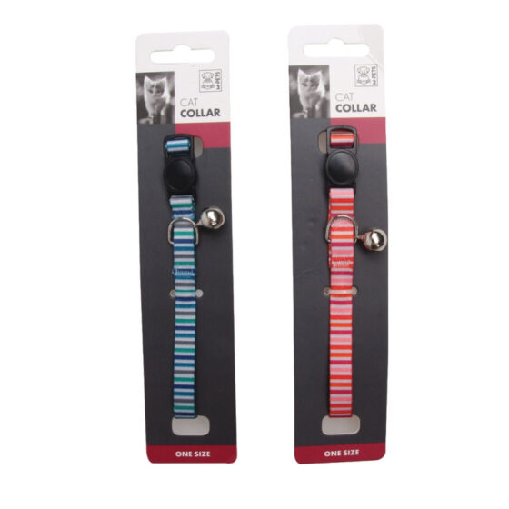 Cat Collar LINES -BLUE-RED