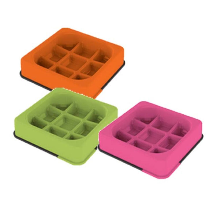 PLASTIC WAFFLE PLATE - Slow feed bowl - Pink