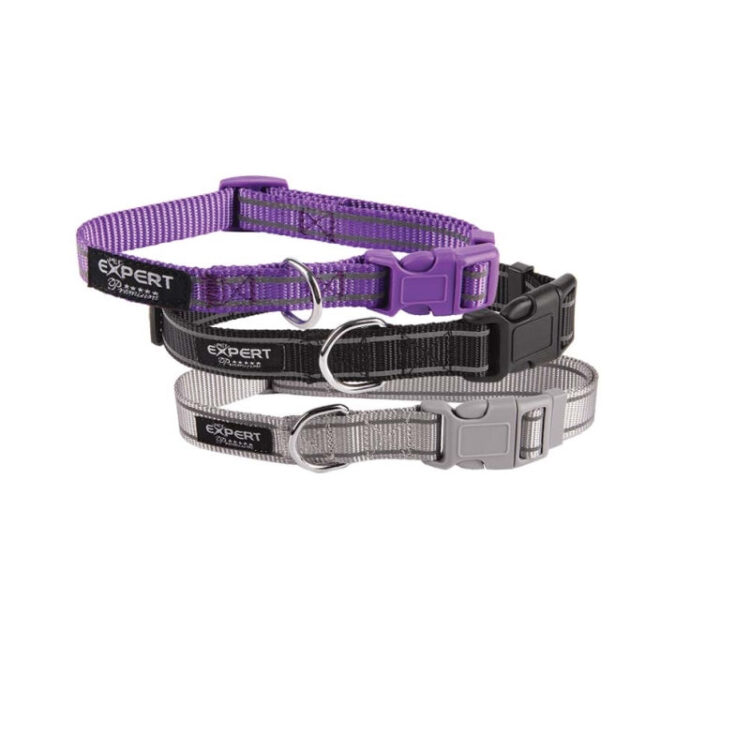 NULL REFLECTIVE COLLAR 2,0x30-45cm black, purple, gray