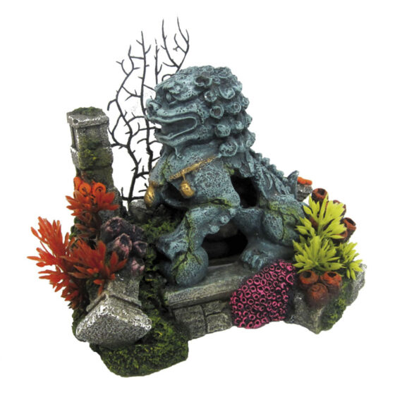 CHINESE GUARDIAN LION WITH PLANTS M